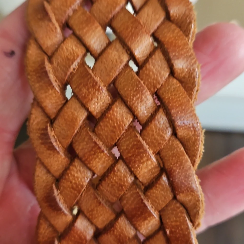 Nwot Leather  Boho Western Braided Belt  with Hannered Buckle